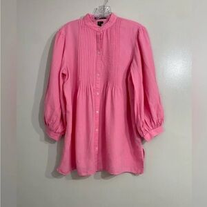 Pink Pintuck Button-Front Blouse